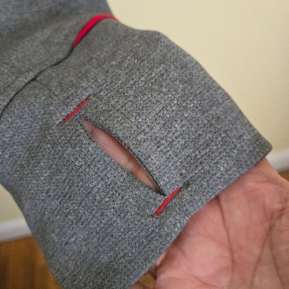 Elevate Quality Gray Red Trim Embroidered Full Zip Mock Neck Track Jacket Size L - Picture 6 of 10